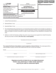Document preview: Form LP907 Cancellation of Certificate of Authority - Illinois