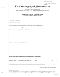 Certificate of Correction - Massachusetts