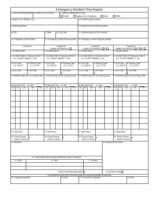 Emergency Incident Time Report Form