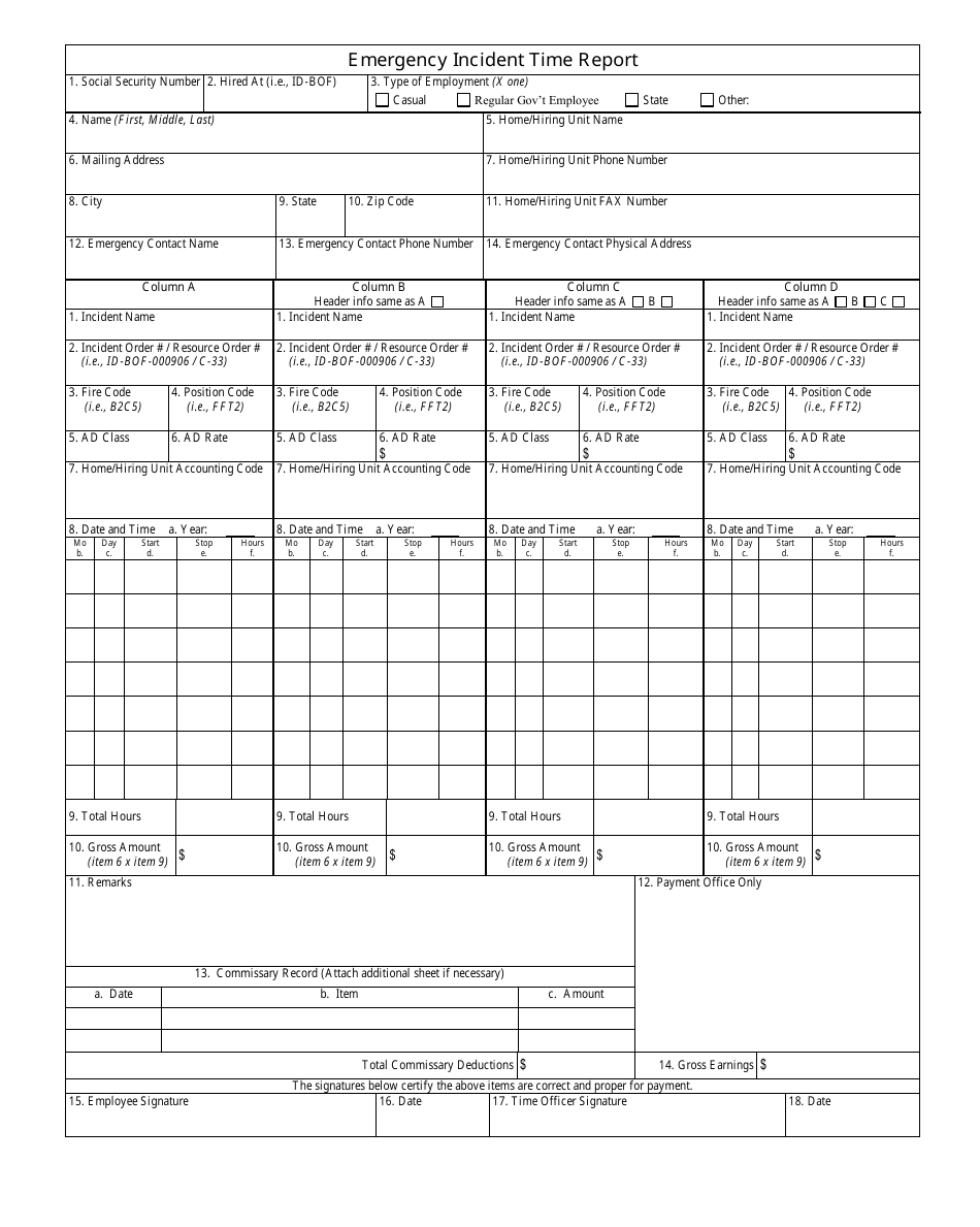 Emergency Incident Time Report Form - Fill Out, Sign Online and ...