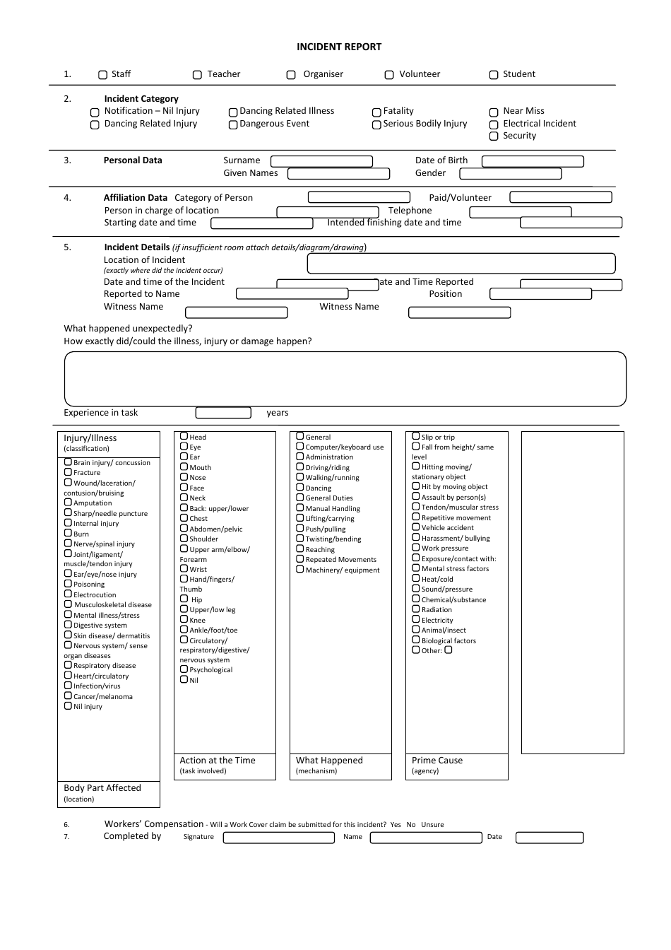 Incident Report Template - White, Page 1