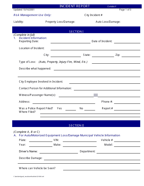 Incident Report Template Download Pdf