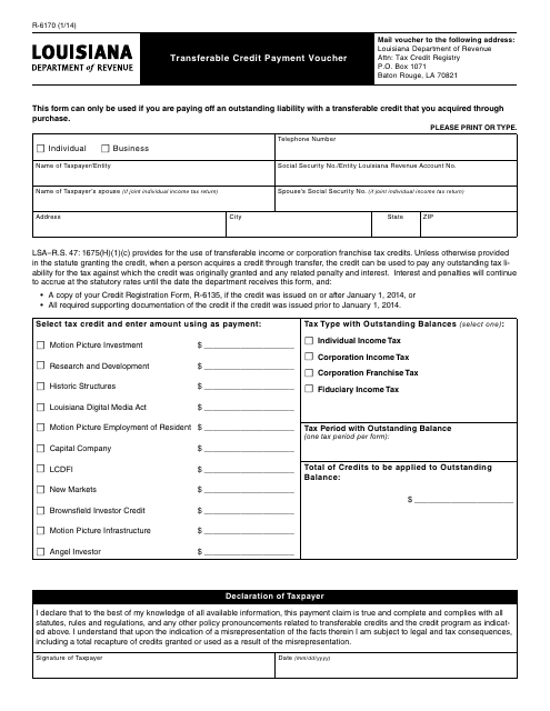 Form R-6170  Printable Pdf