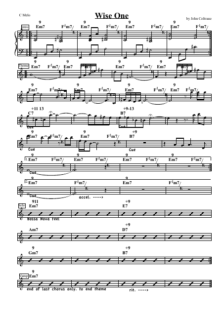 John Coltrane - Wise One jazz sheet music