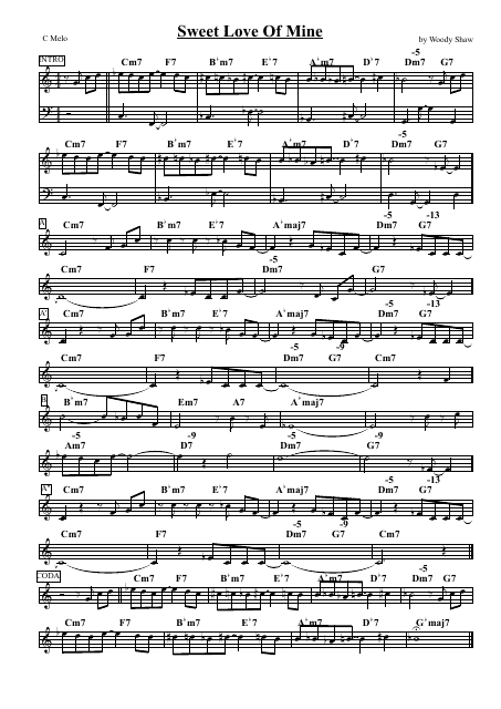 Woody Shaw Sweet Love of Mine Sheet Music Preview Image