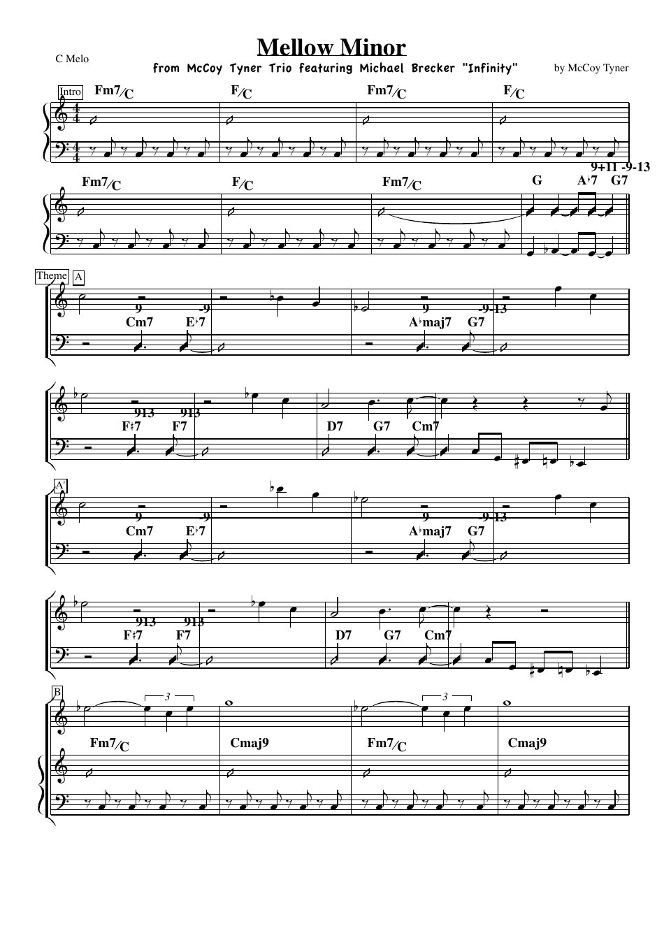 McCoy Tyner Mellow Minor Sheet Music - Preview Image