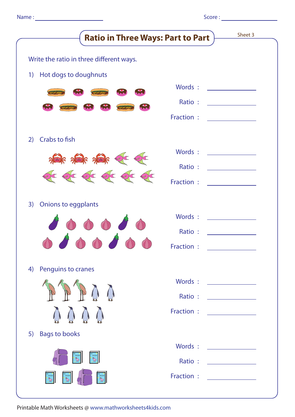 Writing Ratios In Different Ways Worksheet With Answer Key Download Printable PDF Templateroller