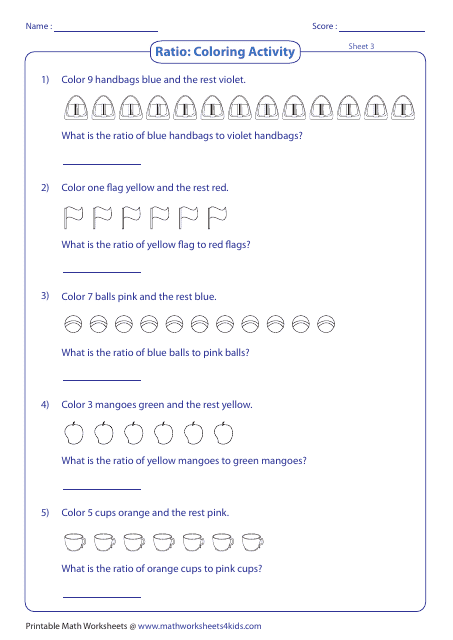 Coloring Activity Ratios Worksheet With Answer Key
