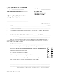 Document preview: Form CIV-GP-82M Petition for Individual Minor's Change of Name - New York City