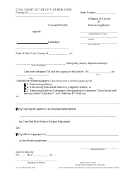 Document preview: Form CIV-SC-58 Affidavit of Service of Restraining Notice - New York City