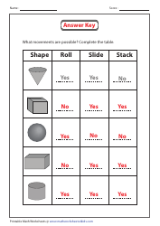 Roll, Slide and Stack Shapes Worksheet With Answers, Page 2