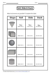 &quot;Roll, Slide and Stack Shapes Worksheet With Answers&quot;