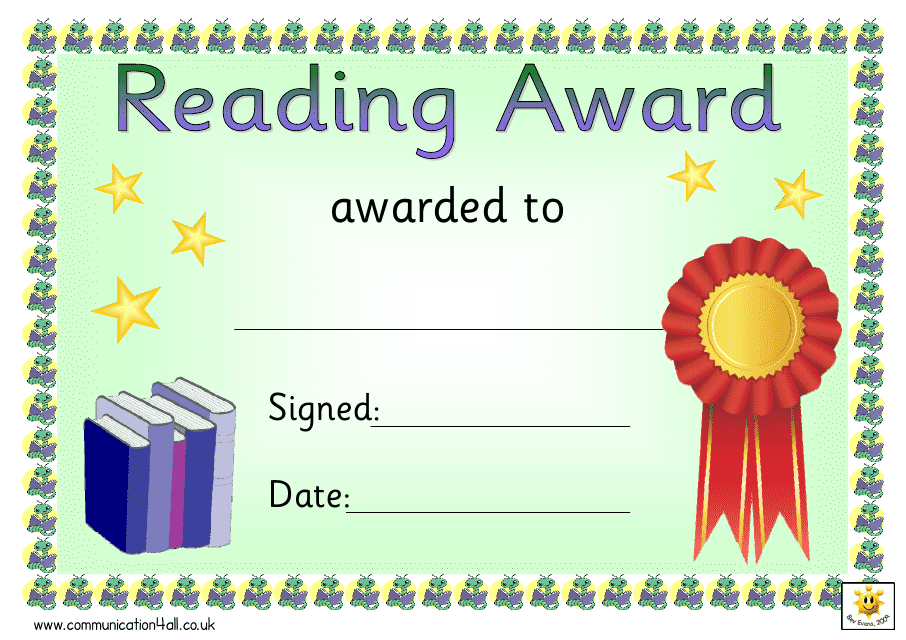 Red Ribbon Reading Award Certificate Template Download Printable PDF