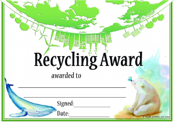 Recycling Award Certificate Template