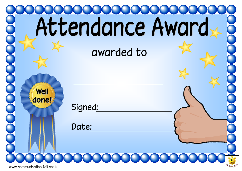 Blue Attendance Certificate Template Preview