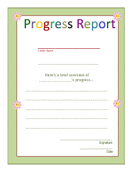 &quot;Child's Progress Report Template&quot;