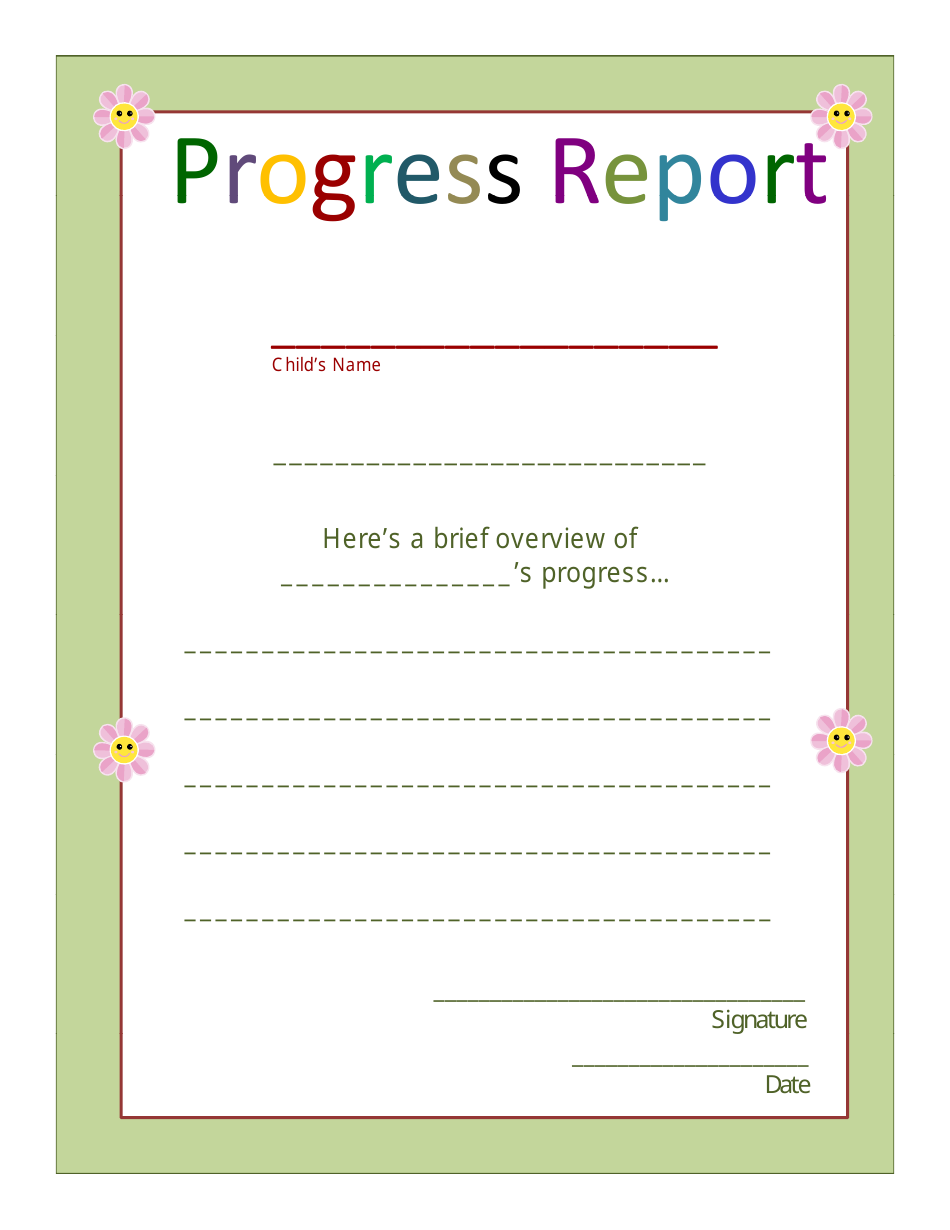 Childs Progress Report Template, Page 1