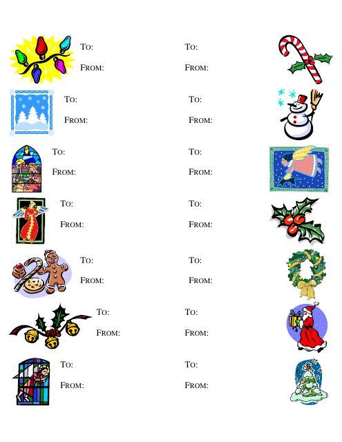 Christmas gift label template with symbols for all occasions