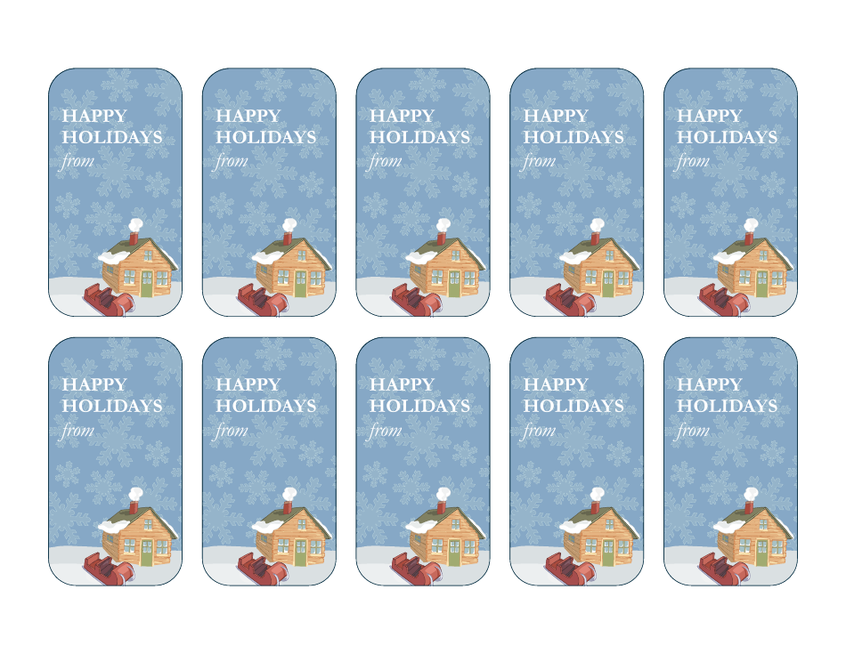 Happy Holidays Gift Tag templates picturing a cute house design