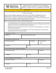 VA Form 10-0436 Application for an off-Site Tissue Banking Waiver at a Non-profit or Academic Institution