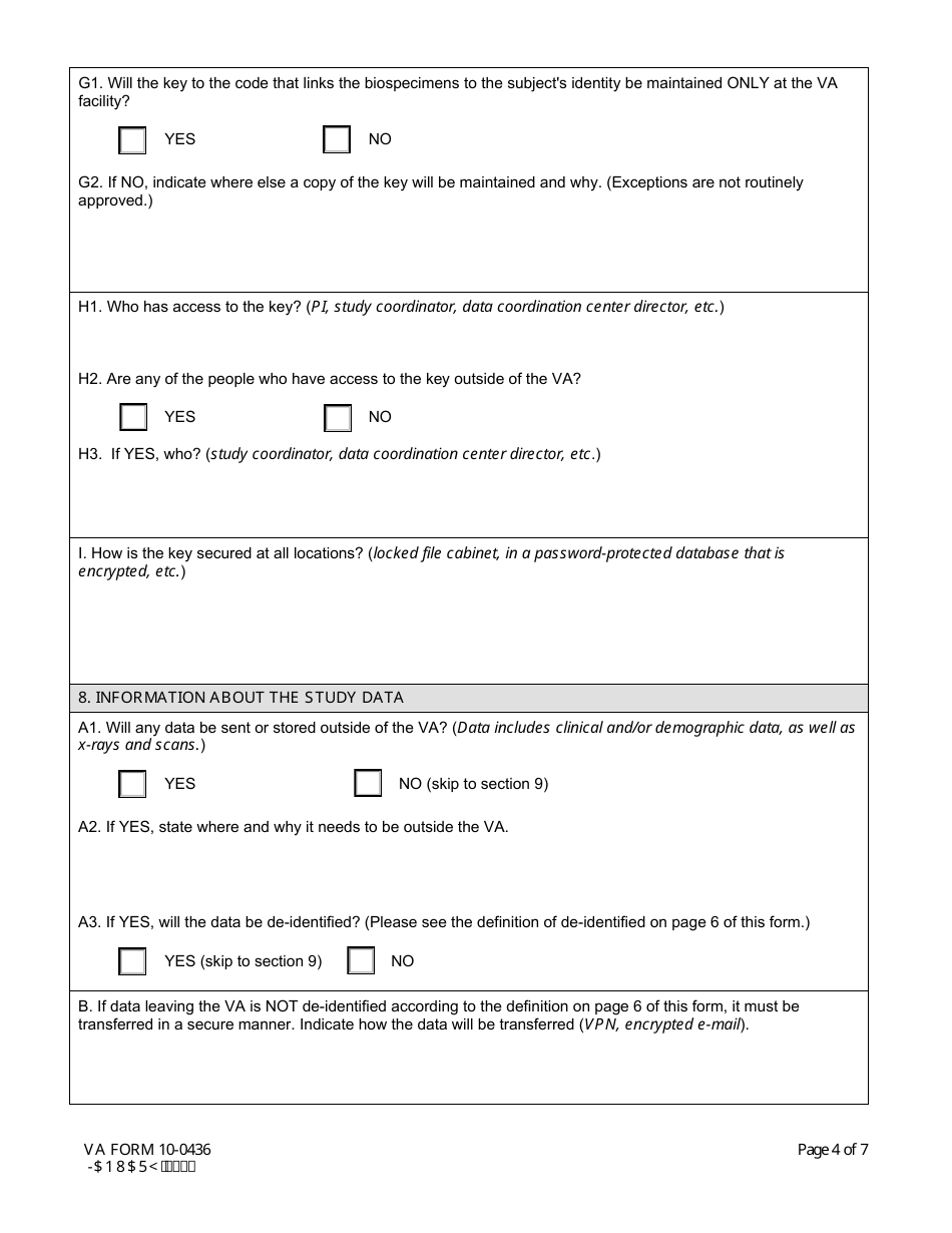 VA Form 10-0436 Application for an off-Site Tissue Banking Waiver at a Non-profit or Academic Institution, Page 4