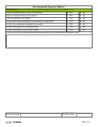 VA Form 10-0445 Occupational and Environmental Exposure History, Page 3