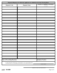 VA Form 10-0460 Request for Prescription Drugs From an Eligible Veteran in a State Home, Page 2