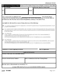 Document preview: VA Form 10-0460 Request for Prescription Drugs From an Eligible Veteran in a State Home