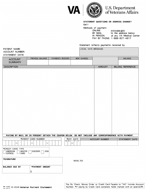 VA Form 10-0246  Printable Pdf