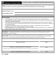 Document preview: VA Form 10-0484 Revocation for Release of Individually-Identifiable Health Information
