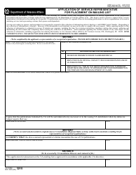 Document preview: VA Form 3215 Application of Service Representative for Placement on Mailing List