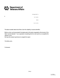VA Form FL29-459 Request for Employment Information in Connection With Claim for Disability Benefits