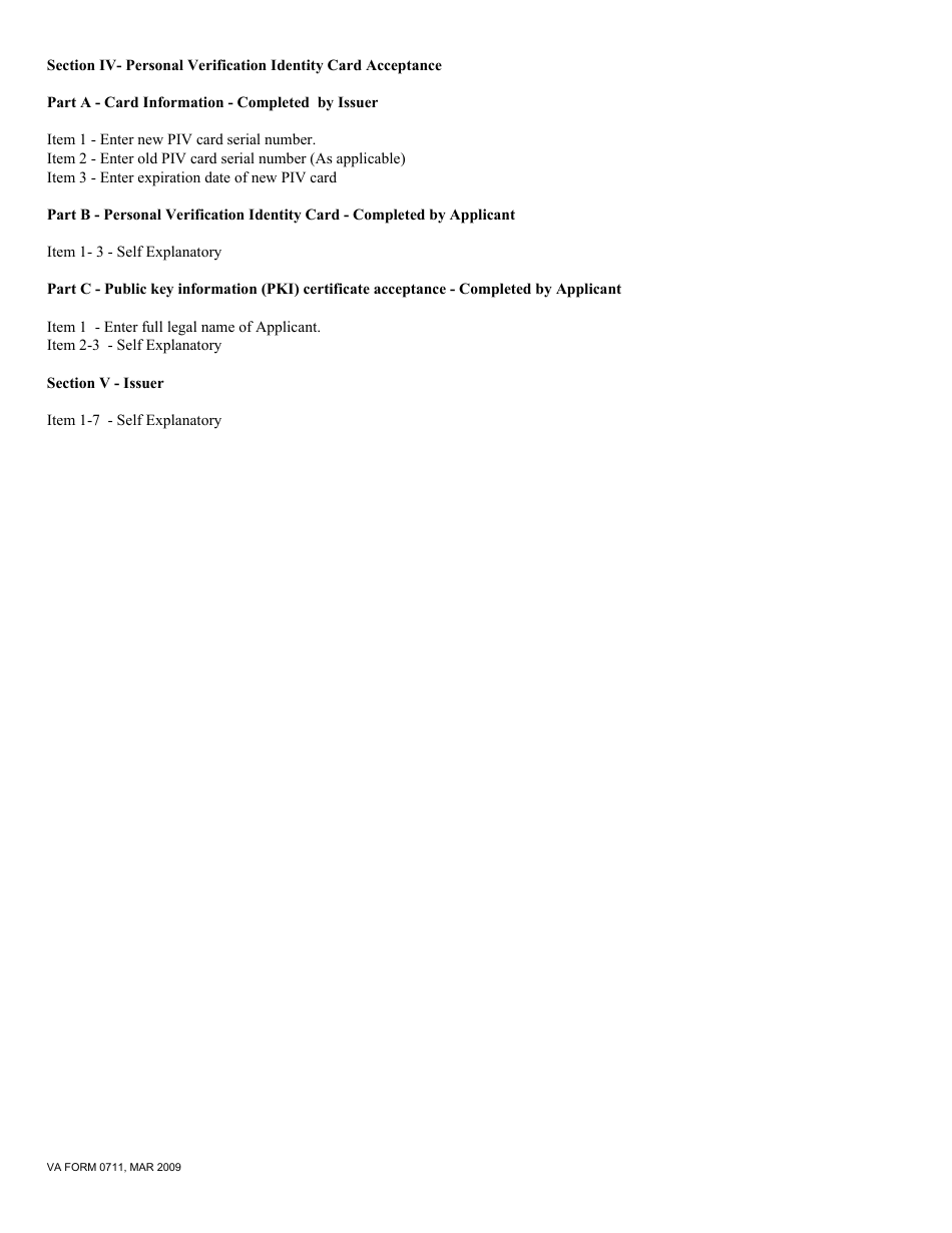 VA Form 0711 Request for Personal Identity Verification Card, Page 6