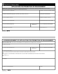 Document preview: VA Form 4078 Application for Promotion or Reassignment