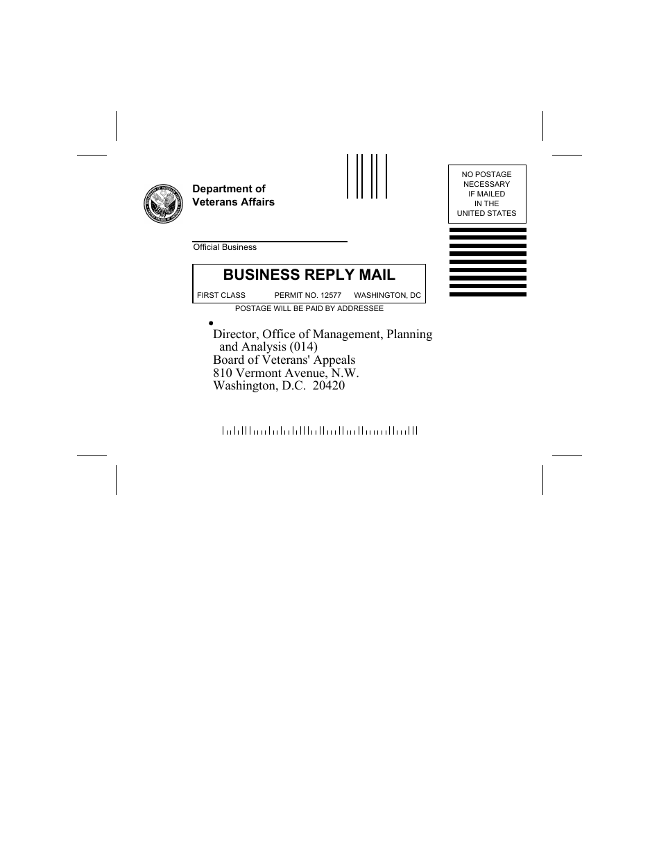 VA Form 0745 Board of Veterans Appeals Hearing Survey Card, Page 1
