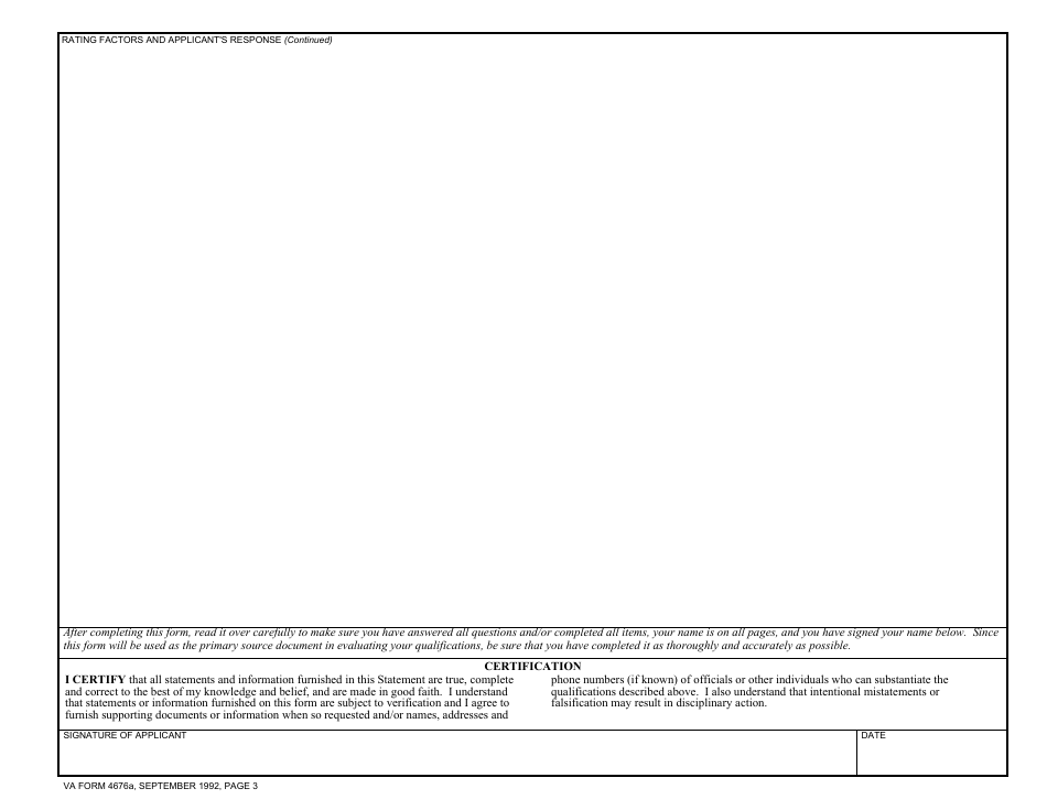 VA Form 4676a Employee Supplemental Qualifications Statement, Page 3