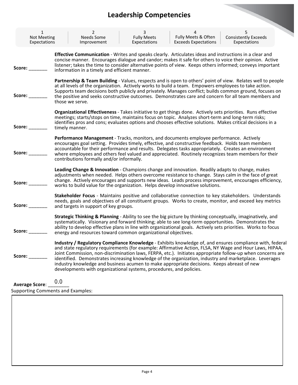 Performance Review Form - Leaders - University of Rochester, Page 4