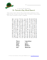 &quot;St. Patrick's Day Word Search Activity Sheet&quot;