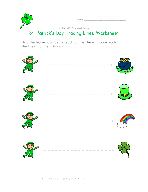St. Patrick's Day Tracing Lines Worksheet