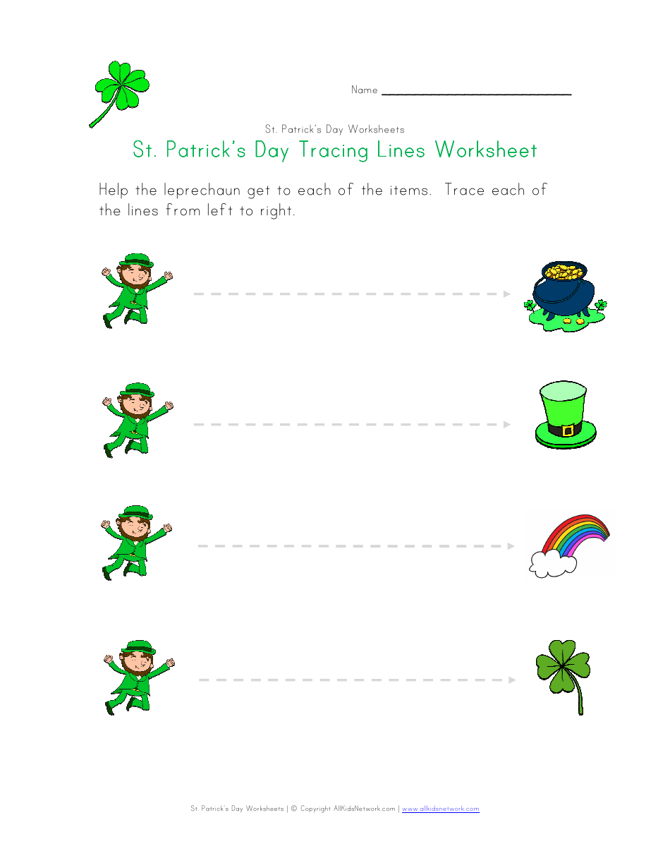 st patrick s day tracing lines worksheet download printable pdf templateroller