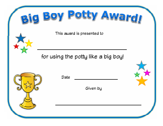 &quot;Big Boy Potty Award Certificate Template&quot;