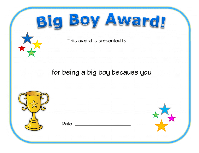 Big Boy Award Certificate Template