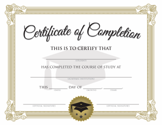Document preview: Study Course Completion Certificate Template