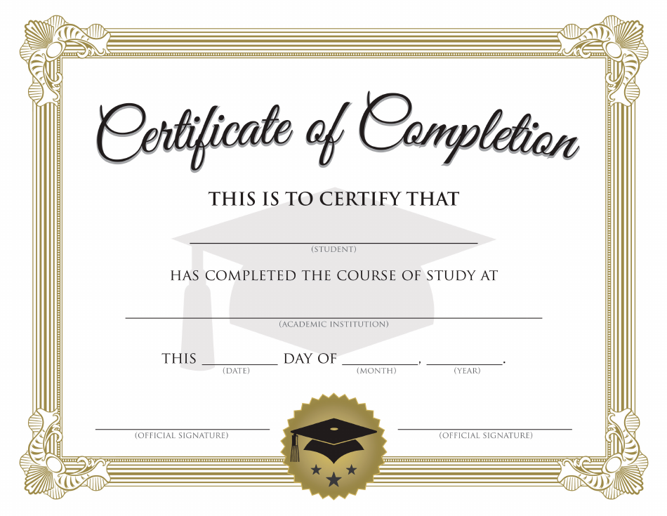 printable certificate of completion template free download word