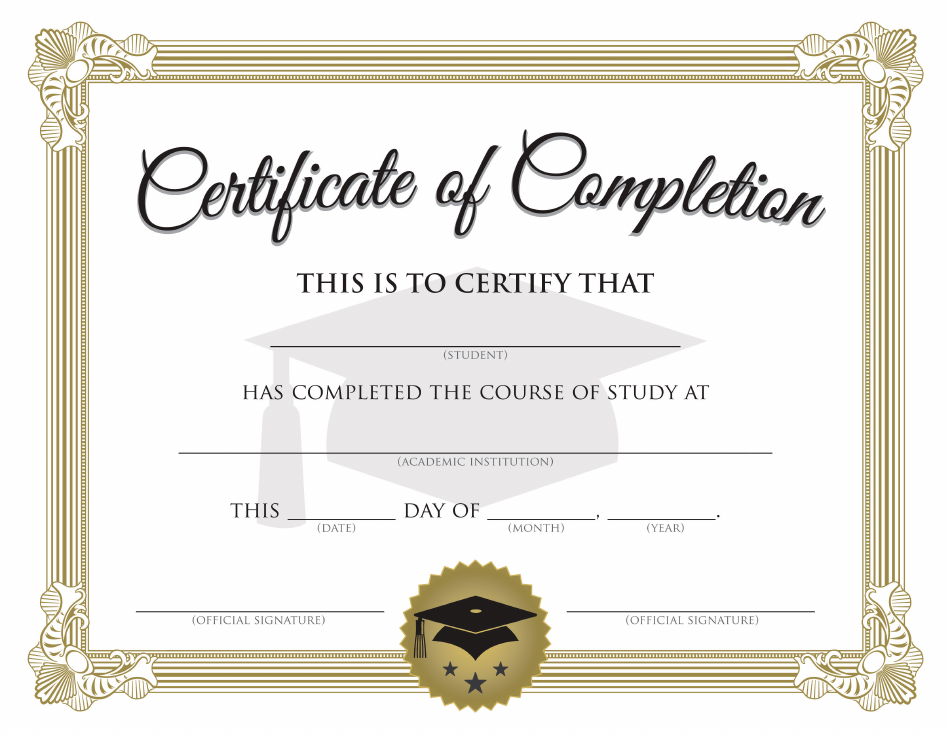 Printable Certificate Of Completion Template Free Download Word Lovekjlkj