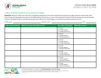 Child Participation Evaluation Form - National Center on Quality Teaching and Learning - Example, Page 2