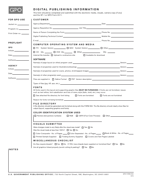 GPO Form 952  Printable Pdf
