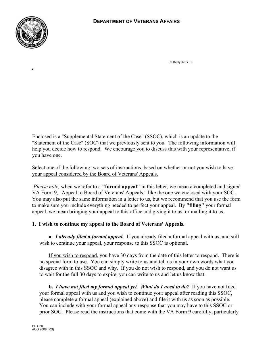 VA Form FL128 Fill Out, Sign Online and Download Fillable PDF