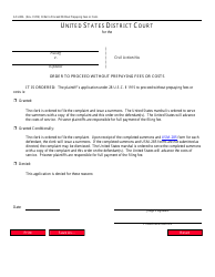 Document preview: Form AO240A Order to Proceed Without Prepaying Fees or Costs