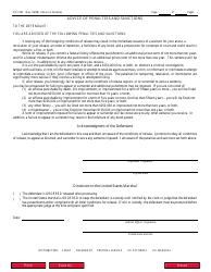 Document preview: Form AO199C Advice of Penalties and Sanctions / Acknowledgment of the Defendant